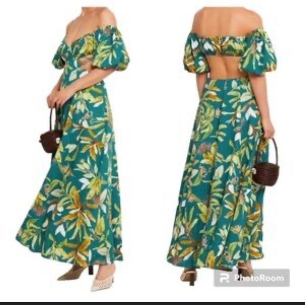 Anthropologie O.P.T  Pretty Time Tropical Print Cut Out Maxi Dress S